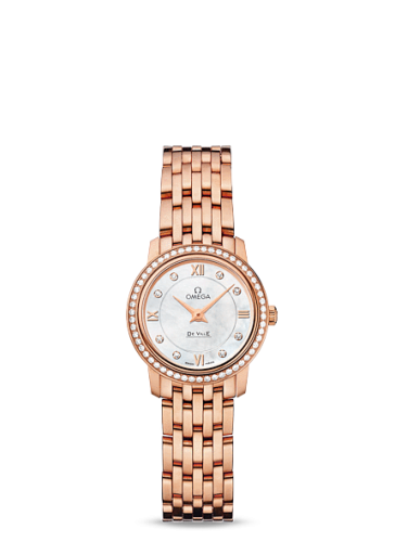 Omega De Ville Prestige Quartz Ladies 24.5 Red Gold Diamond / MOP / Bracelet